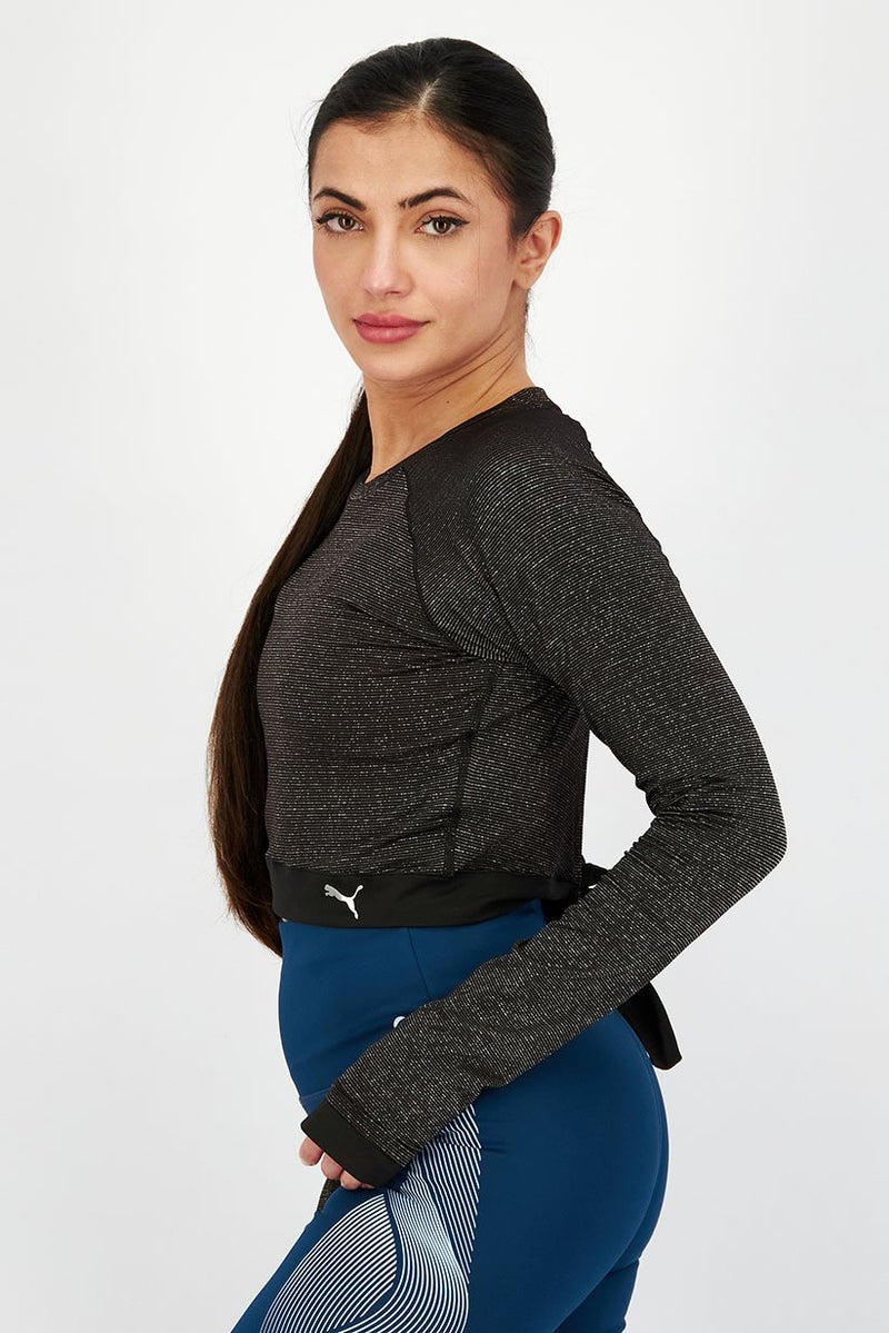 PUMA Women Slim Fit Brand Logo Long Sleeve Tops, Black Combo - Image 4